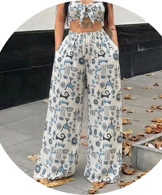 ست نیم تنه شلوار گره ای ولنتینو