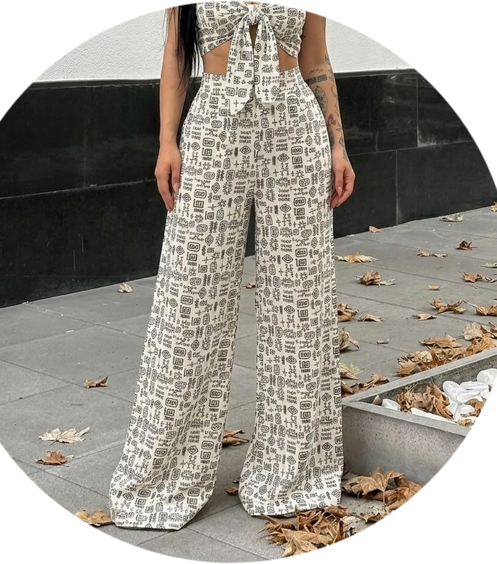 ست نیم تنه شلوار گره ای ولنتینو