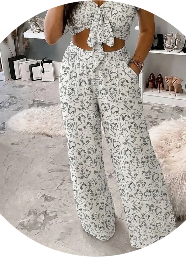 ست نیم تنه شلوار گره ای ولنتینو
